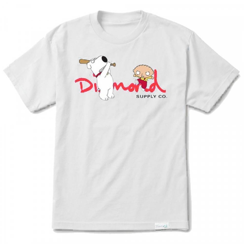 NEW Diamond Supply Co. Family Guy  Script Mens White T Shirt